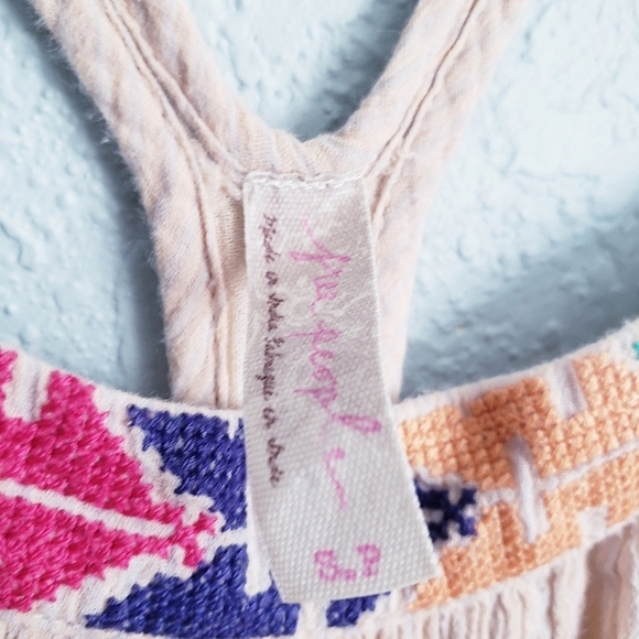 Free People Cotton Hi Low Embroidered Ruffle Dress - Picture 9 of 9